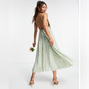 ASOS Edition Embellished Cami Midi Dress in Sage Green